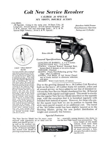 Colt Fire Arms Catalog March 1934 new service .38