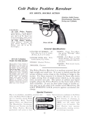 Colt Fire Arms Jan. 1935 Catalog police positive revolver