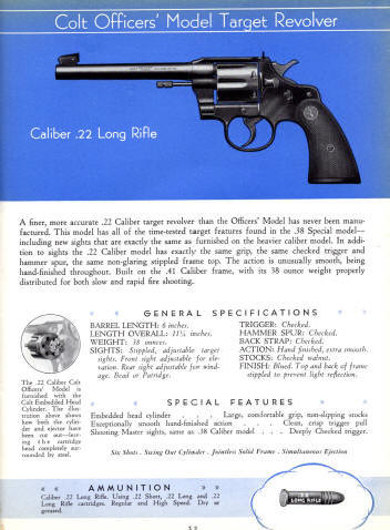 Colt 1936 Catalog .22 officers model target revolver