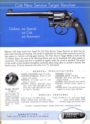 Colt 1936 Catalog .44 new service target revolver