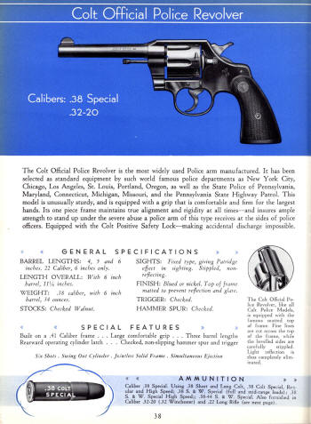Colt 1936 Catalog official police .38 special revolver