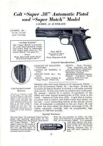 Colt 1936 (Oct.) catalog 'Super .38' automatic pistol
