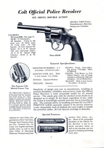 Colt 1936 (Oct.) catalog official police revolver