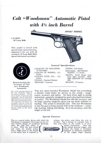 Colt 1937 catalog Woodsman with 4 1/2 in. barrel .22