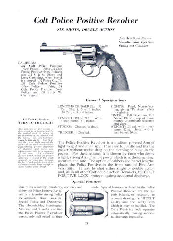 Colt 1937 catalog police positive revolver douible action