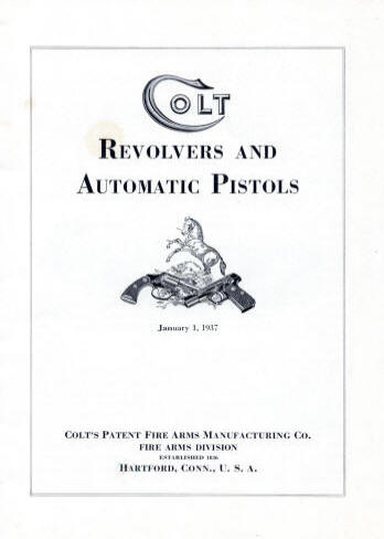 Colt 1937 catalog showing the first page