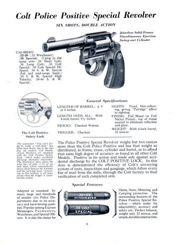 Colt Firearms 1938 catalog police positive special revolver