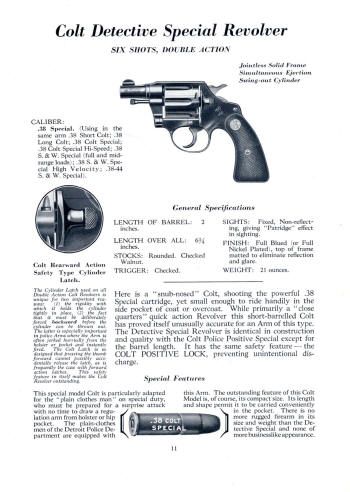 Colt Firearms 1938 catalog detective special revolver