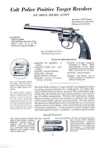 Colt Firearms 1938 catalog police positive target revolver