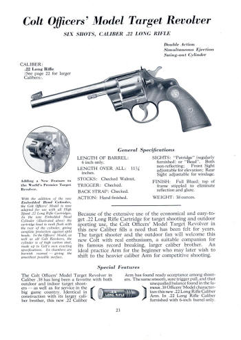 Colt Firearms 1938 catalog officers' model target .22 revolver