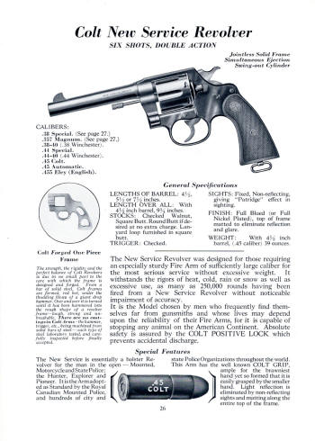 Colt Firearms 1938 catalog new service revolver