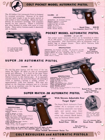 Colt Catalog Revolvers and Automatic Pistols Jan. 1939 page 7
