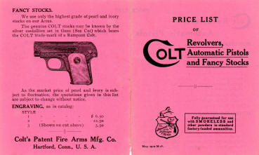 Colt 1912 catalog price list page 1
