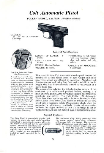 1941 automatic pistol: .25 pocket model