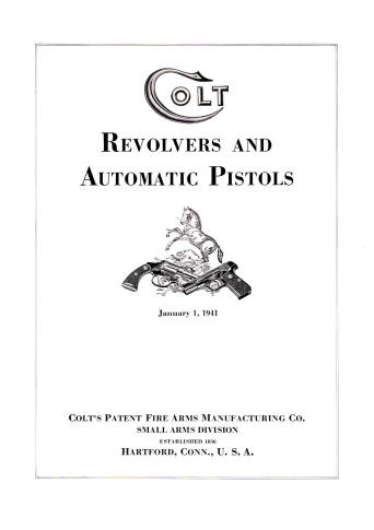 Colt's 1941 catalog showing the first page