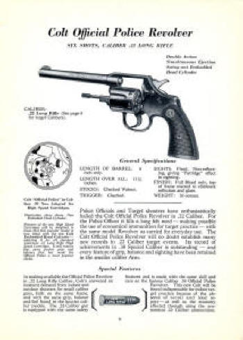 Colt Fire Arms Catalog 1941 July official police .22