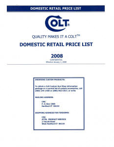 Colt Retail Price Sheet 2008 cover