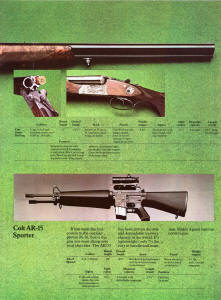 Colt AR-15 Sporter rifle with 3 x 20 scope mounted on rifle