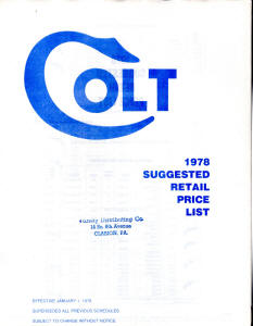 Colt 1978 retail price list