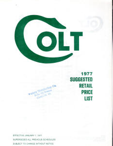 Colt retail price list 1977