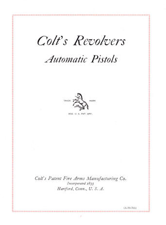 Colt 1927 catalog showing 1927 March A-70-7th