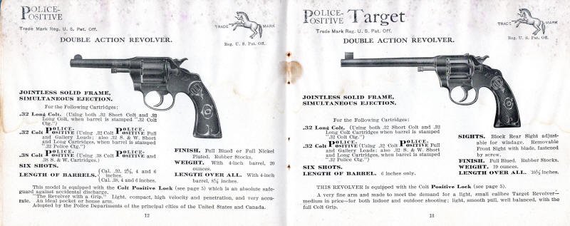 Colt 1909-3 catalog: police positive and police target revolvers