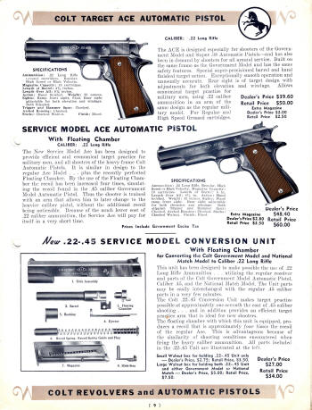 Colt Revolvers and Automatic Pistols Illustrated Price List Sept. 1938 page 7