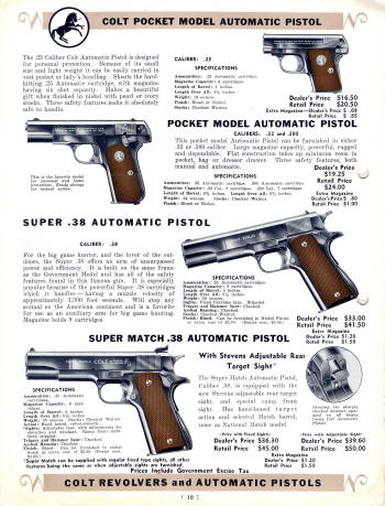 Colt Revolvers and Automatic Pistols Illustrated Price List Sept. 1938 page 8