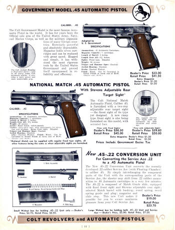 Colt Revolvers and Automatic Pistols Illustrated Price List Sept. 1938 page 9