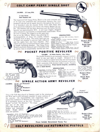 Colt Revolvers and Automatic Pistols Illustrated Price List Sept. 1938 pagge 3