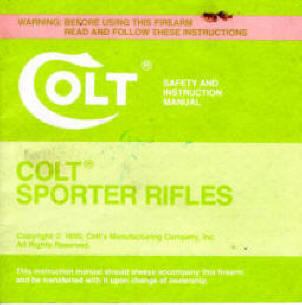 Colt Sporter Rifles manual 1960s to 2000