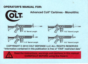 2010 advanced Colt manual for carbines and monolithic rifles