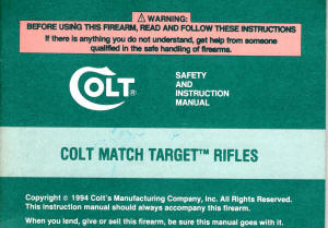 Colt 1994 match target rifles manual