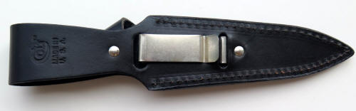 Colt knife Leather sheath back-side with boot clip