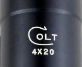 enlarged colt logo showing engraved with paint letters