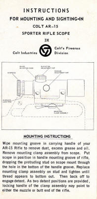  1967 corrrect Colt Industries paperwork instructions page 1