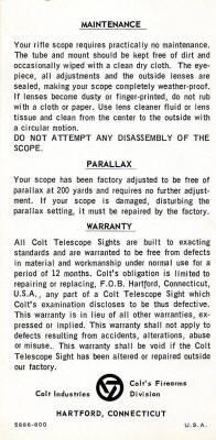  1967 corrrect Colt Industries paperwork instructions page 4