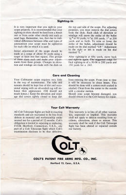 Colt's 'Coltmaster' 4x scope instructions -1