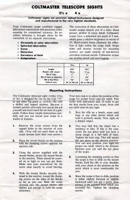 Colt's 'Coltmaster' 4x scope instructions -2