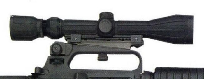Colt M16A1/M16A2 carrying handle mounting bracket for Tasco armorized 3-9x40 scope