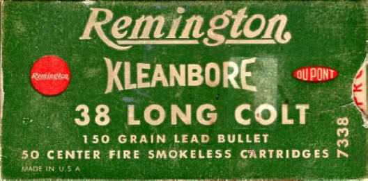 Remington .38 Long Colt 150 gr. ammo box
