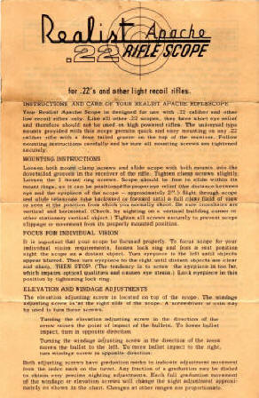 Realist 'Apache" 4x scope for .22 rifles insturctions-1