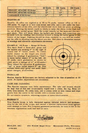 Realist 'Apache" 4x scope for .22 rifles insturctions-2