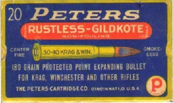 close-up of peters 30-40 Krag and win. ad
