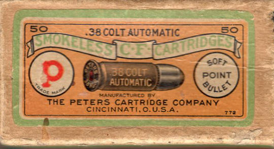 Peters .38 Colt automatic soft point bullet