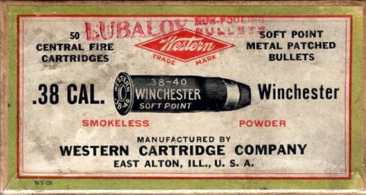 Western .38-40 Winchester soft point, metal patched ammo box