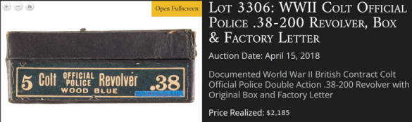 WWII Colt official police 38-200 box label