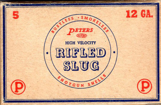 Peters 12 ga. rifled slug ammo box