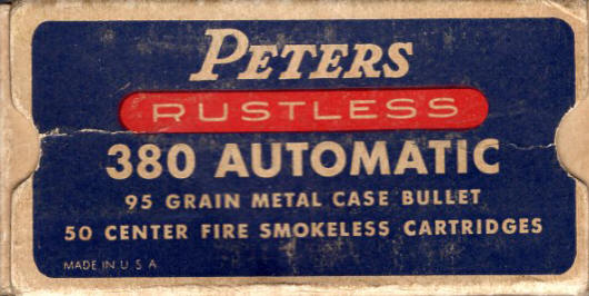 Peters .380 Automatic 95 gr. ammo box