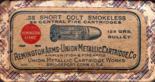 UMC .38 Short Colt smokeless 125 gr. Union Metallic Cartridge Works ammo box